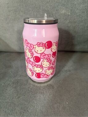 Hello Kitty Pink Bubble Can-Shaped Tumbler with Silver Lid